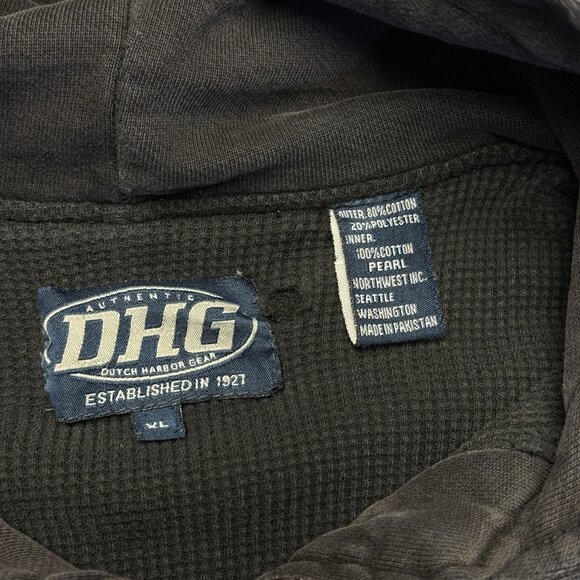 Vintage Dutch Harbor Gear Hoodie Sweatshirt Mens XL 26.5x25.5 Thermal DHG - Picture 10 of 13